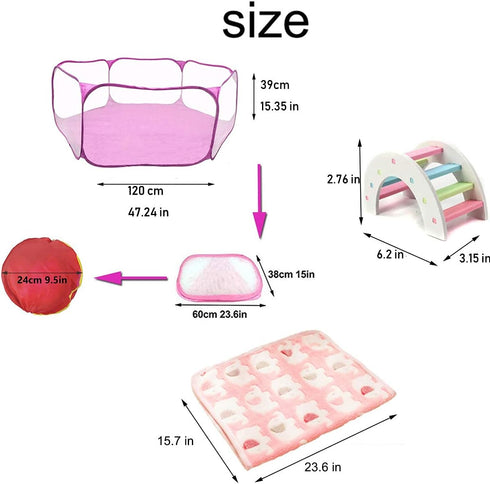 Hamster Playpen with Mat, Large - Foldable Exercise Playpen, Breathable and Transparent Pet Cage Fence Indoor/Outdoor for Guinea Pigs Small Animal...